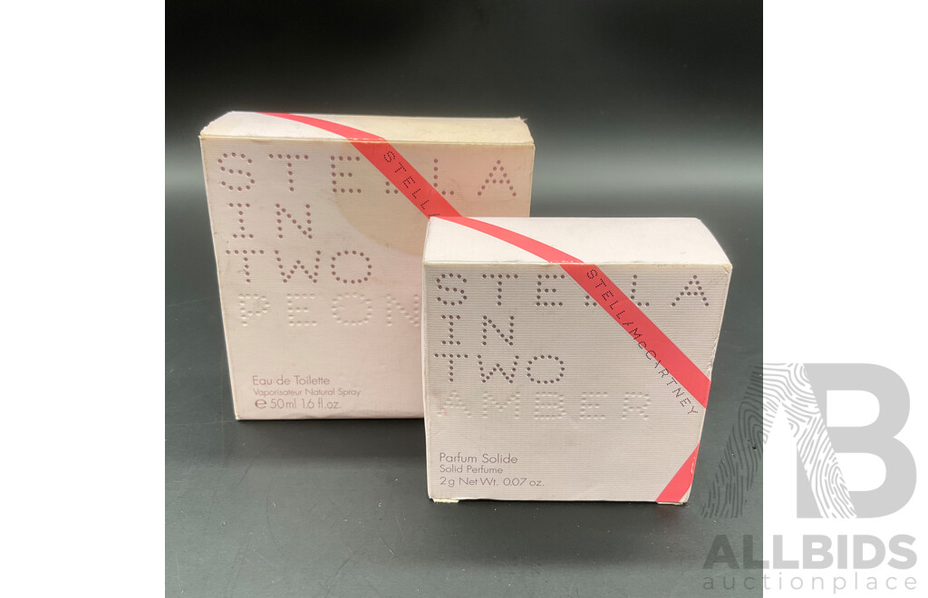 STELLA McCARTNEY 'In Two Peony'' 50ml Eau De Toilette and ''In Two Amber'' 2g Parfum Solide - Lot of 2