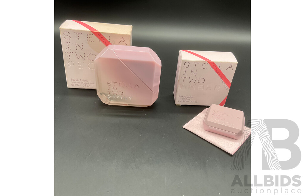 STELLA McCARTNEY 'In Two Peony'' 50ml Eau De Toilette and ''In Two Amber'' 2g Parfum Solide - Lot of 2