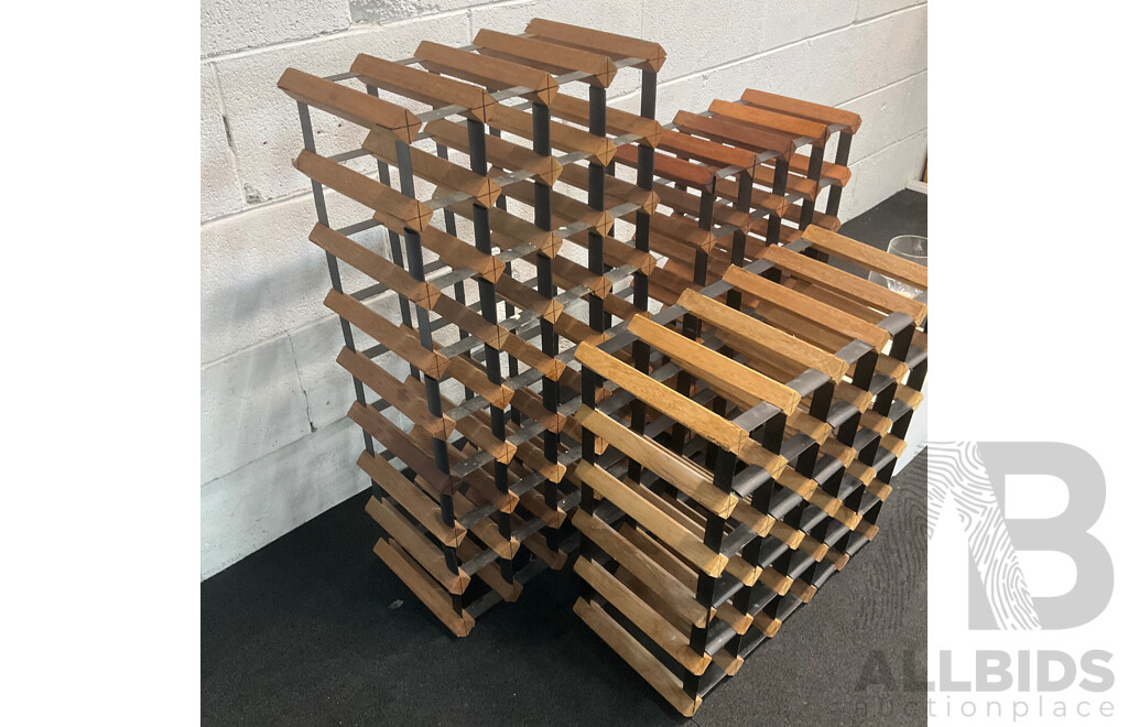 Wine Rack (x3) and Set of David Jones Glass Collection Wine Glasses (x6) - Lot of 4