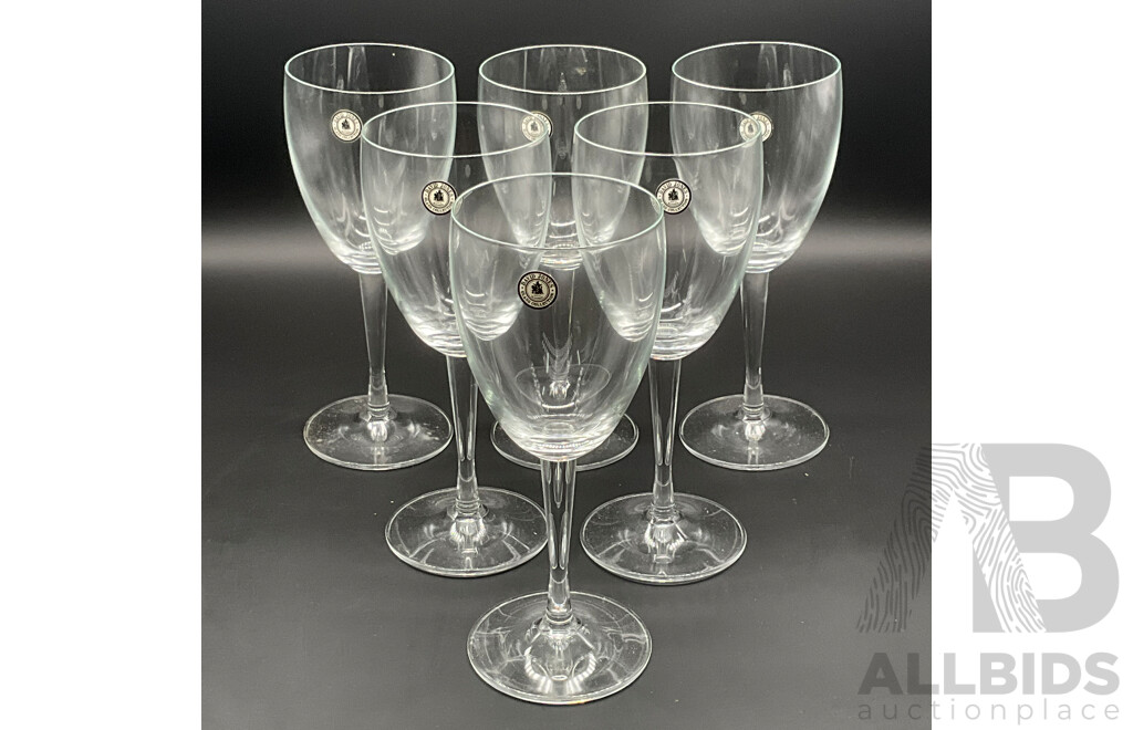 Wine Rack (x3) and Set of David Jones Glass Collection Wine Glasses (x6) - Lot of 4