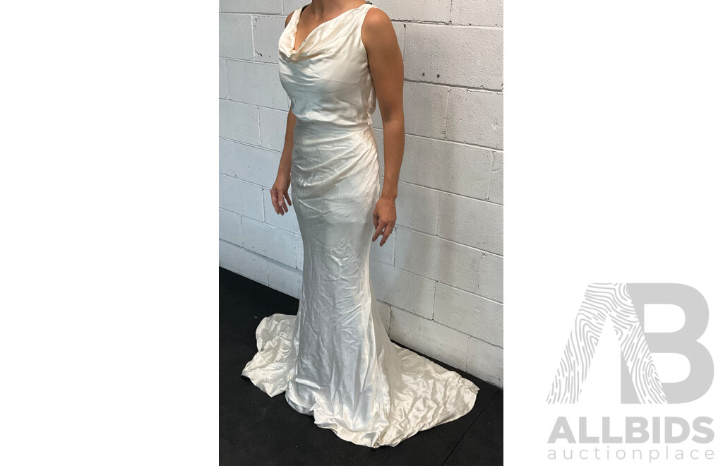 Beige Silk Fishtail Dress/Gown