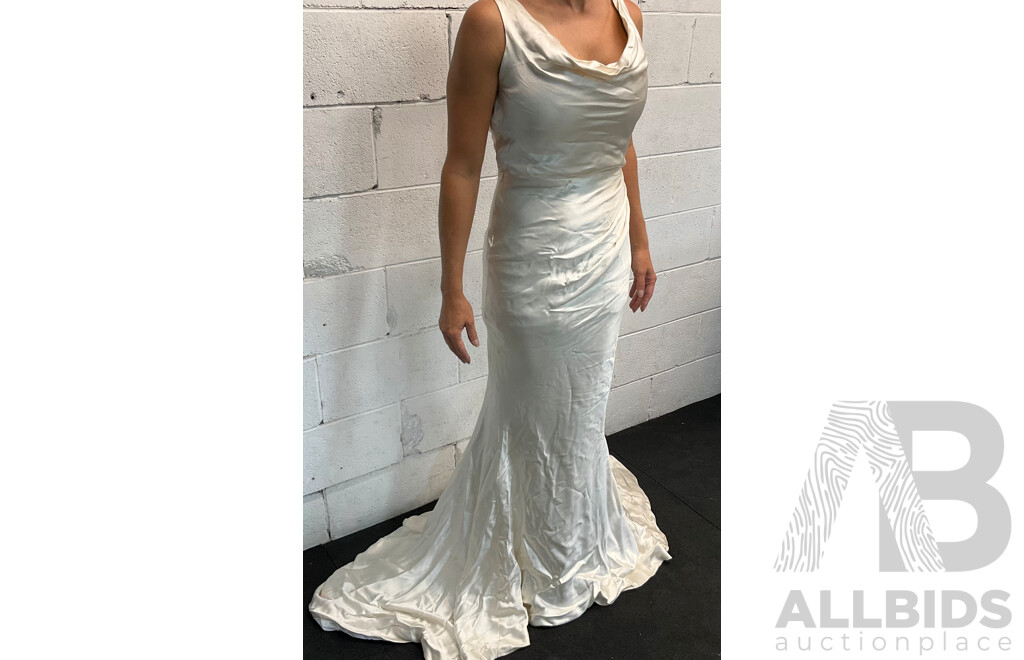 Beige Silk Fishtail Dress/Gown