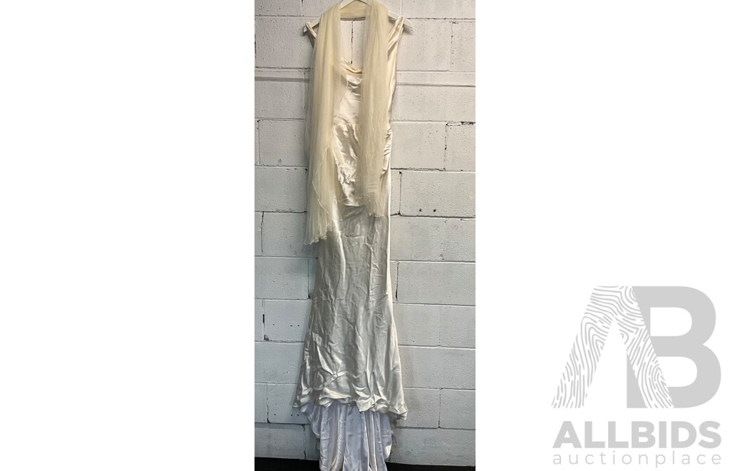 Beige Silk Fishtail Dress/Gown