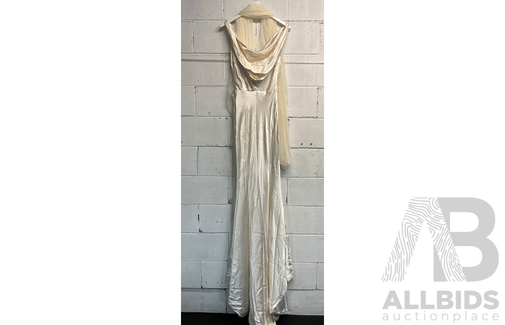 Beige Silk Fishtail Dress/Gown