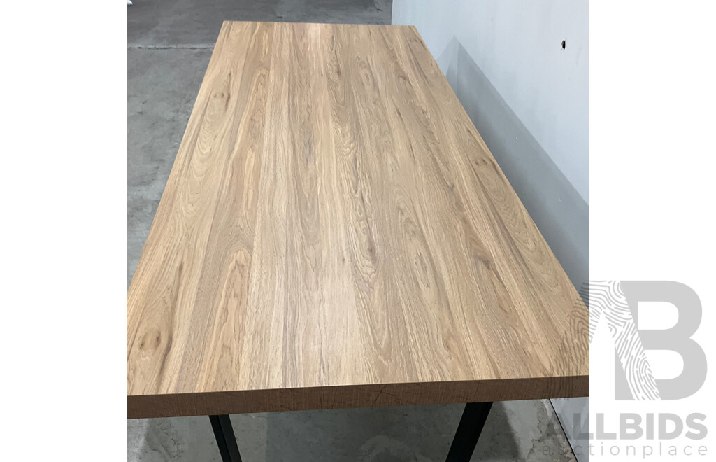 FHL Dinning Table - Timber Top Metal Leg
