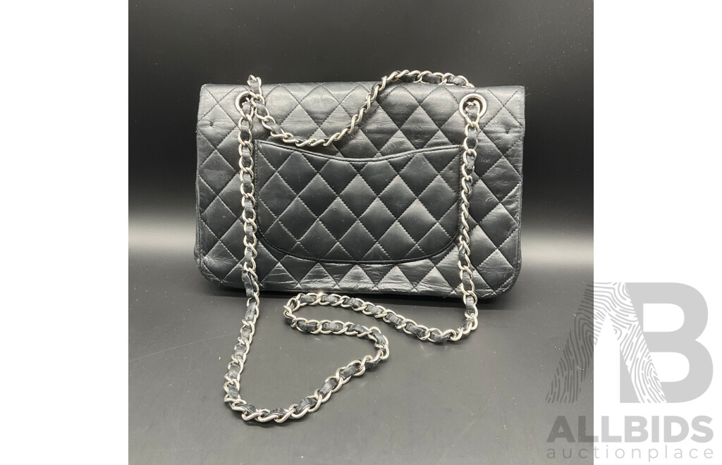 Single Flap Black Jumbo Bag in Quilting Pattern Branded CHANEL