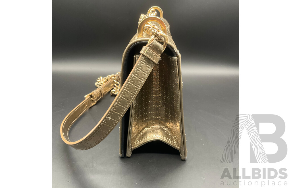 Diorama Flap Bag in Metalic Gold Branded CHRISTIAN DIOR