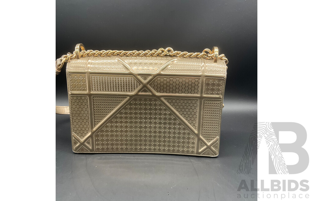 Diorama Flap Bag in Metalic Gold Branded CHRISTIAN DIOR