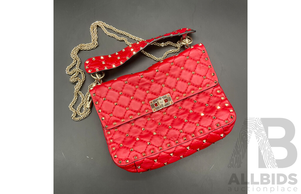 Rockstud Spike Quilted Red Bag Branded VALENTINO GARAVANI