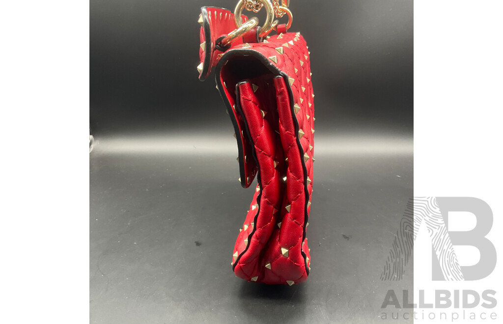 Rockstud Spike Quilted Red Bag Branded VALENTINO GARAVANI