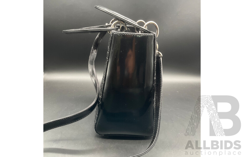 Lady Black Patent Leather with Signature Cannage Stitching Bag Branded CHRISTIAN DIOR