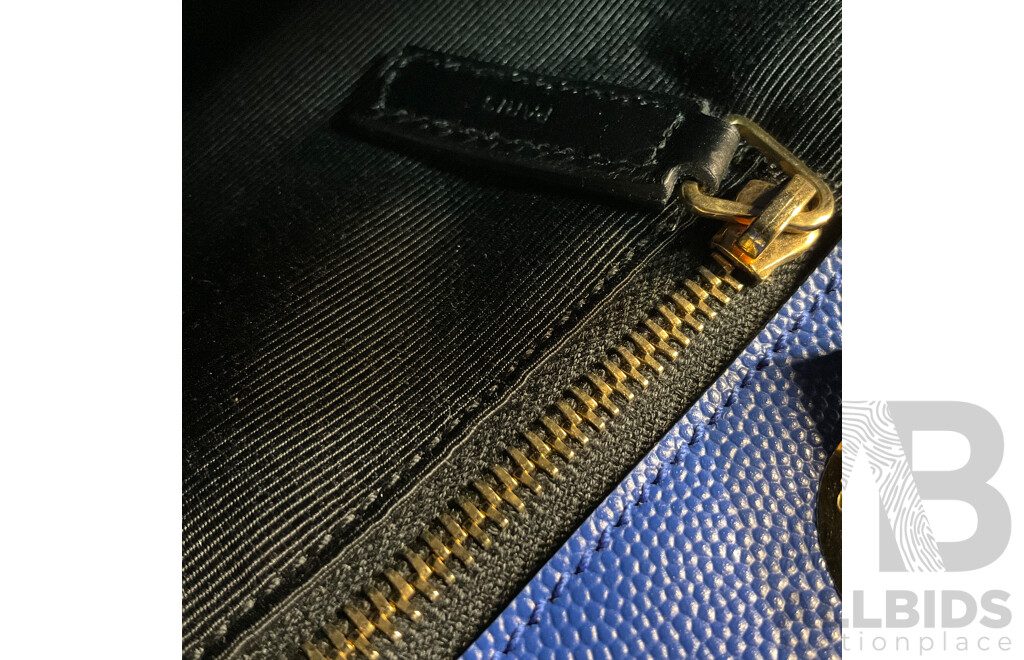 Chevron Cassandre Shopper Bag in Royal Blue Branded SAINT LAURENT