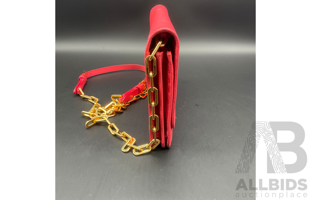Fragola Saffiano Wallet on Chain Crossbody Bag Branded PRADA