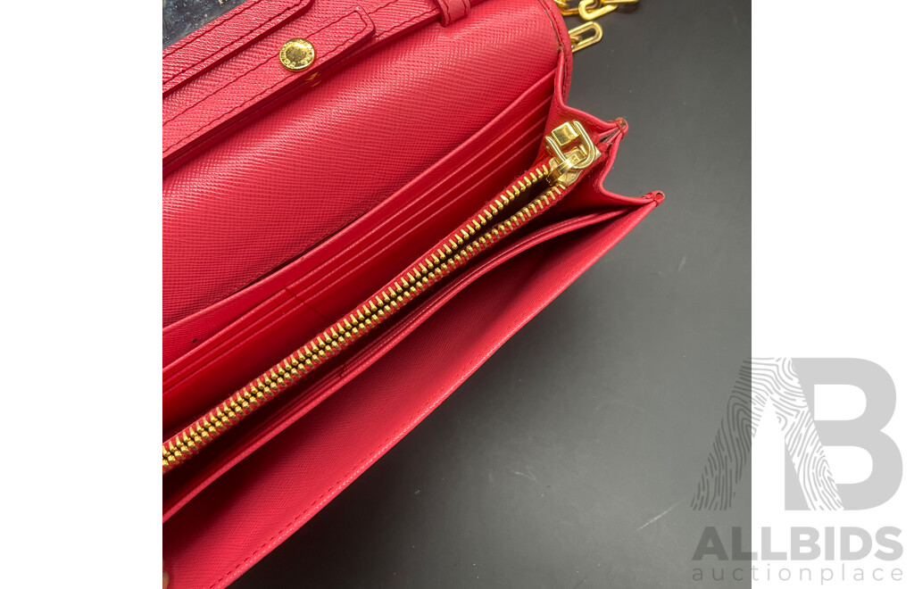 Fragola Saffiano Wallet on Chain Crossbody Bag Branded PRADA