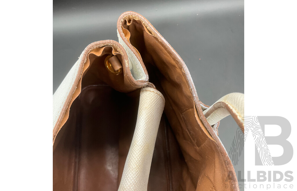 White Saffiano Cuir Double Tote Bag Branded PRADA