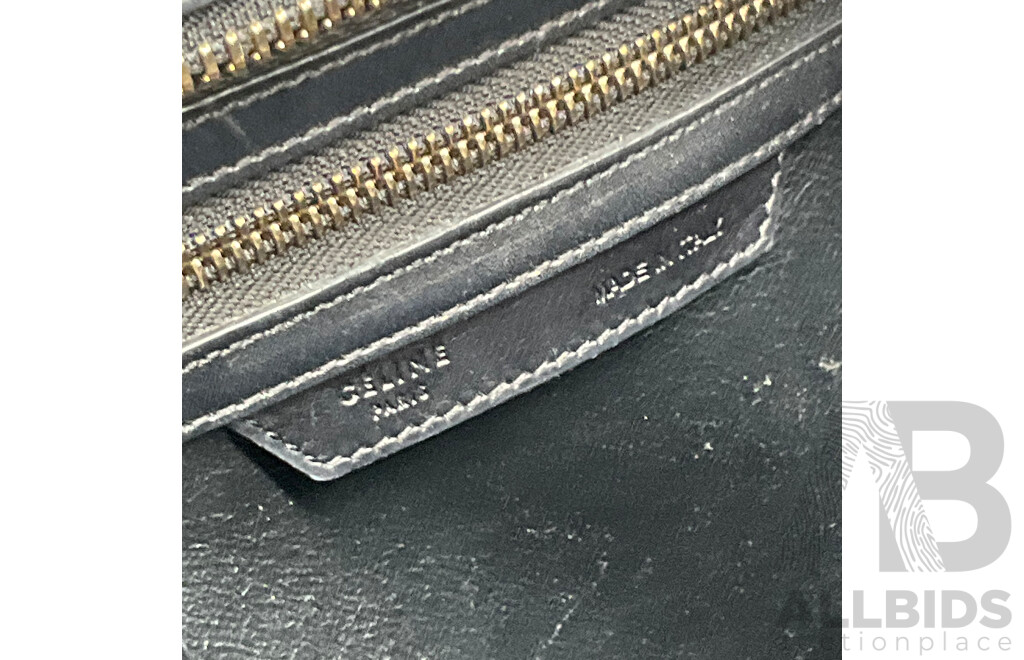 Black Textured Mini Luggage Tote Bag Branded CELINE