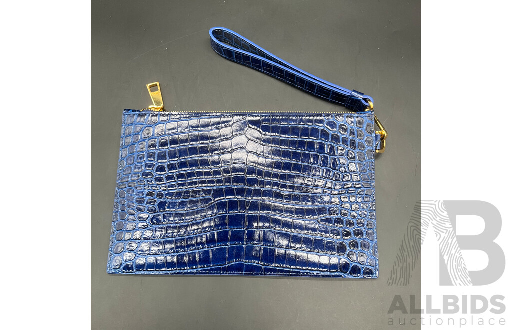 Crocodile Embossed La Medusa Pouch Branded VERSACE