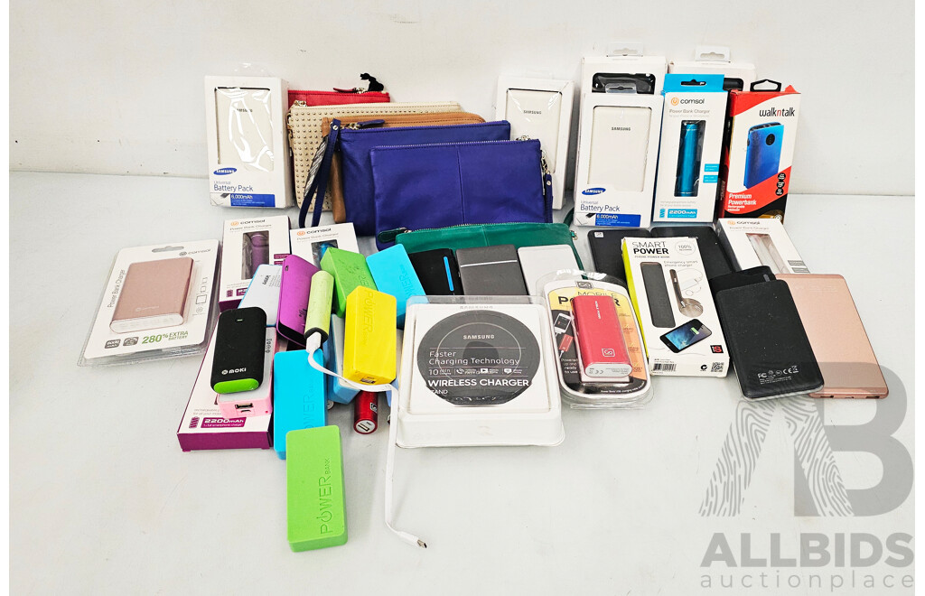 Assorted Lot of Portable Battery & Handbags