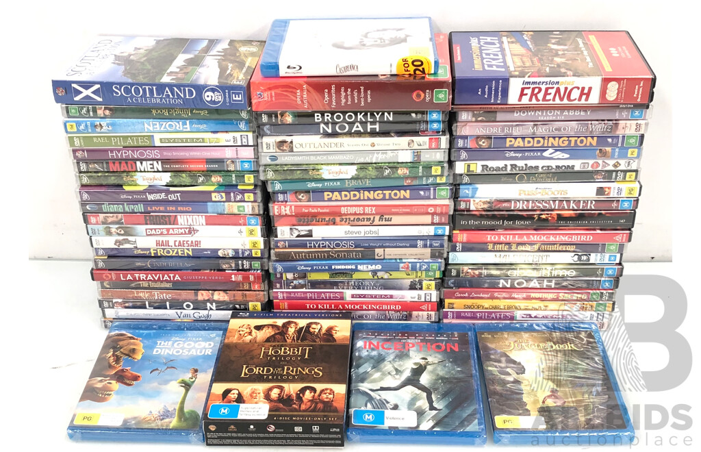 Selection of Various Movie, Music and Self Help DVD's and Blu-Rays- Lot of 65 - Brand New