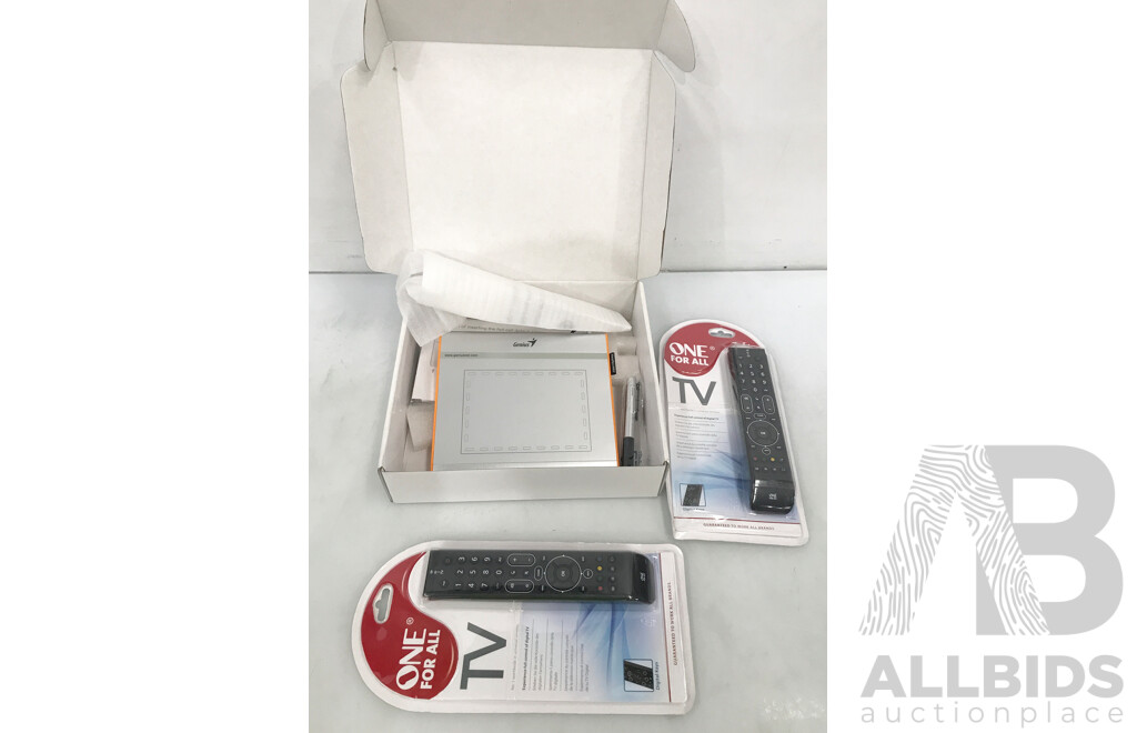 Genius EasyPen I405 Graphics Tablet and One for All Universal TV Remote Controls - Lot of 3