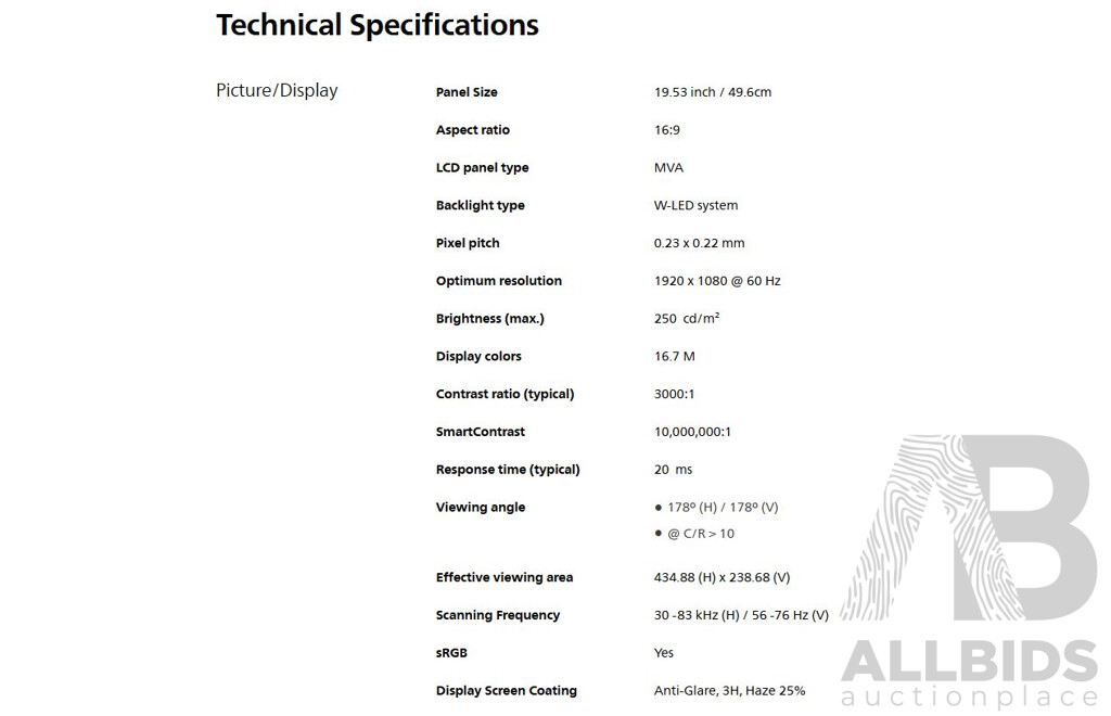 Philips 20 Inch LCD Monitor with LED Backlight - Brand New