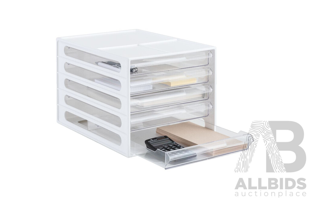 Livinbox Five Drawer Office Desktop Organiser - Lot of Six - New