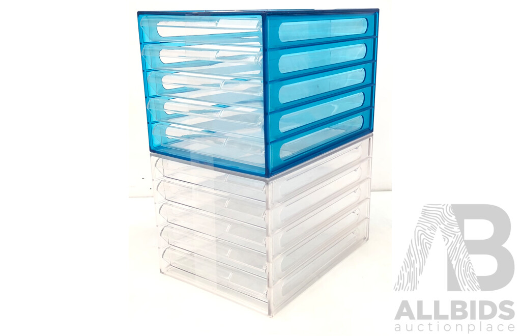 Livinbox Five Drawer Office Desktop Organiser - Lot of Two - New
