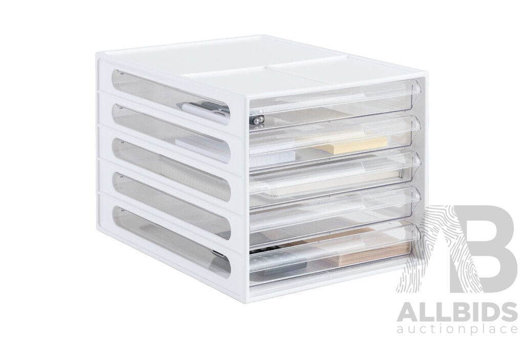 Livinbox Five Drawer Office Desktop Organiser - Lot of Two - New