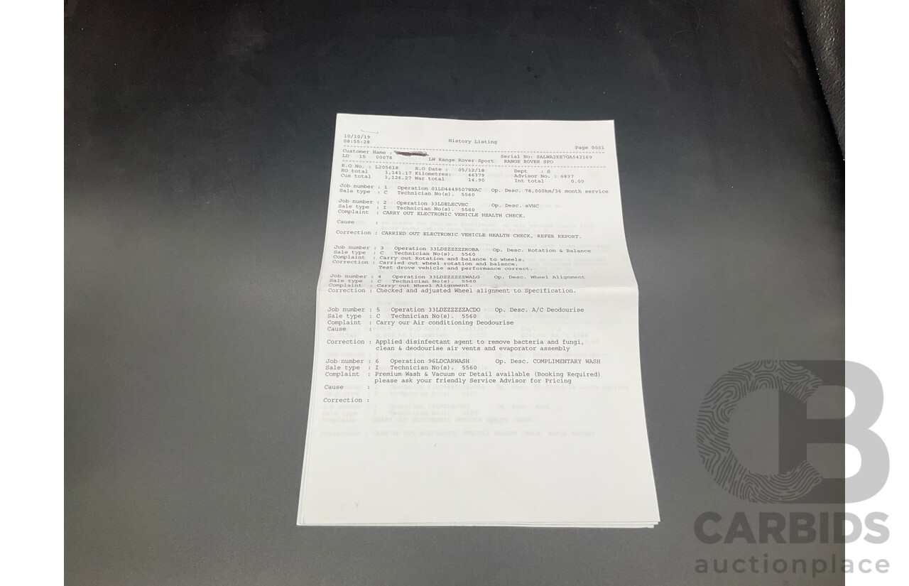 11/2015 Land Rover Range Rover Sport 3.0 TDV6 SE LW MY16 4d Wagon Santorini Black Turbo Diesel V6 3.0L - 7 Seater