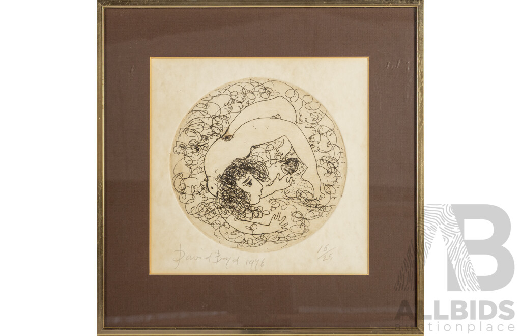David Boyd, (20th Century, Australian, 1924-2011), Nymph in an Apple Tree (1976), Signed & Editioned Etching, 32 x 32 cm (frame)
