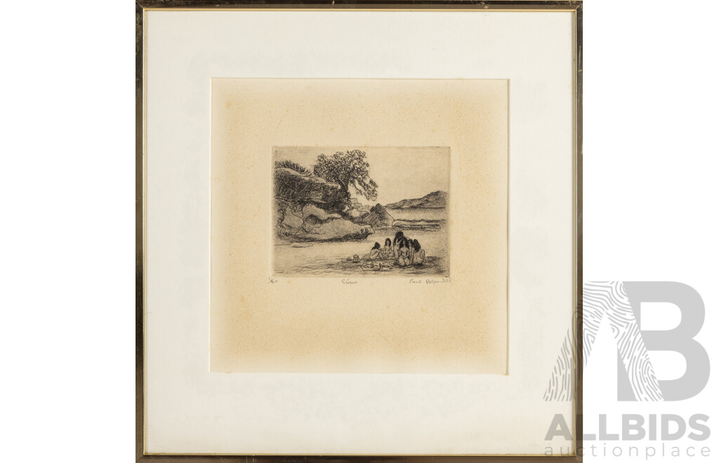 Paul Delprat, (20th Century, Australian, 1942-) The Sirens (1978), Wonderful Original Etching Drypoint, 32 x 31 cm (frame)