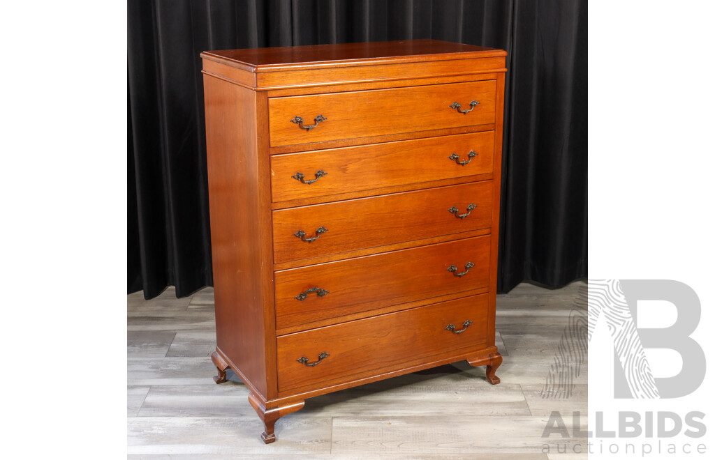 Reproduction Mahogany Chest of Five Drawers