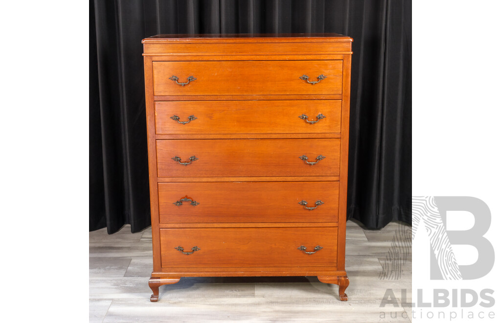 Reproduction Mahogany Chest of Five Drawers