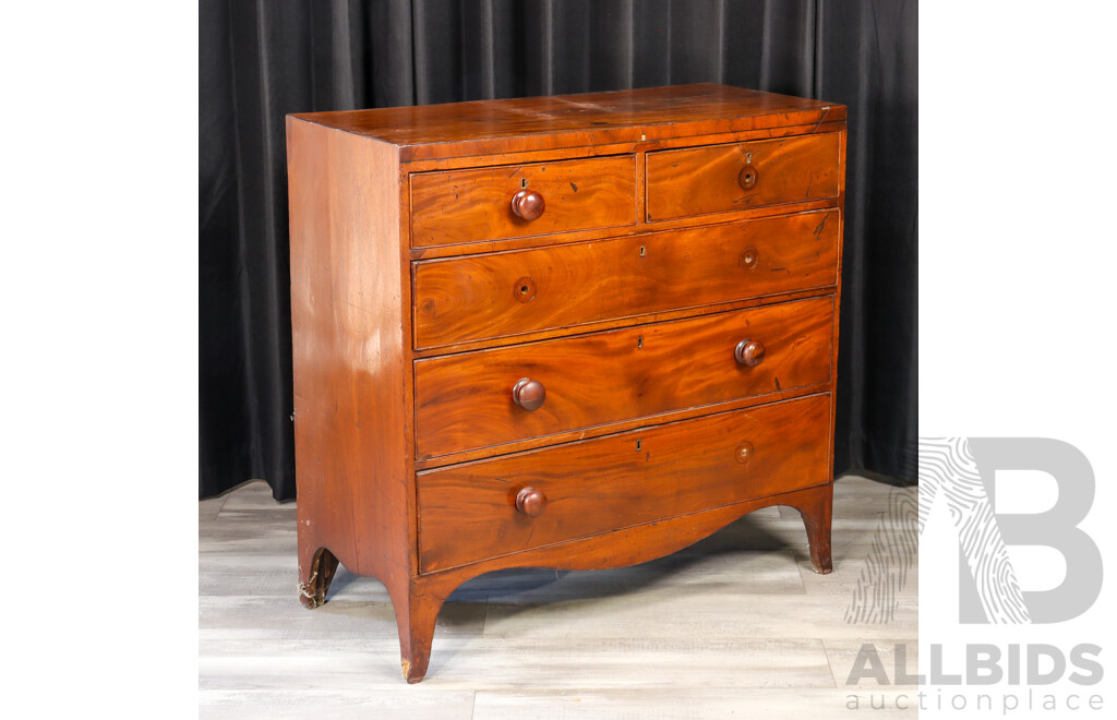 Georgian Mahogany Chest of Five Drawers