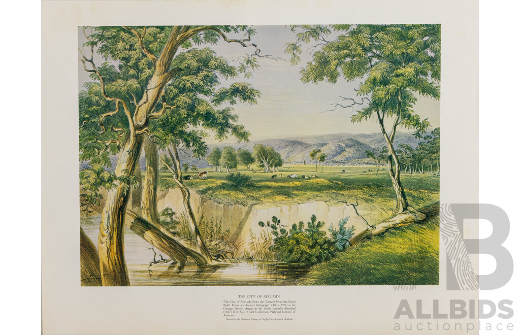 Selection of Approx Fourteen Largely Landscape Reproduction Prints After Original Lithographs, Including Vue De Georges St at Sydney (1968 Print) and More