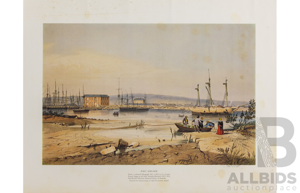 Selection of Approx Fourteen Largely Landscape Reproduction Prints After Original Lithographs, Including Vue De Georges St at Sydney (1968 Print) and More