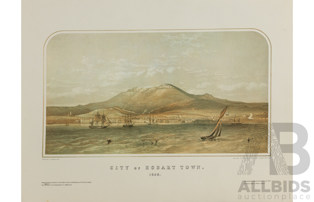 Selection of Approx Fourteen Largely Landscape Reproduction Prints After Original Lithographs, Including Vue De Georges St at Sydney (1968 Print) and More