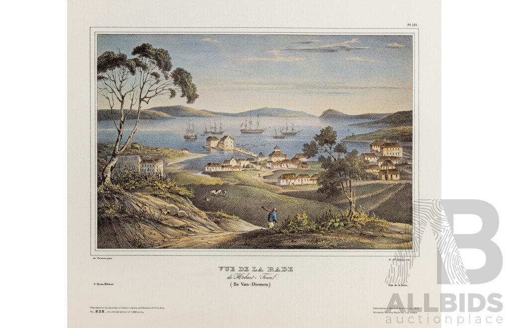 Selection of Approx Fourteen Largely Landscape Reproduction Prints After Original Lithographs, Including Vue De Georges St at Sydney (1968 Print) and More