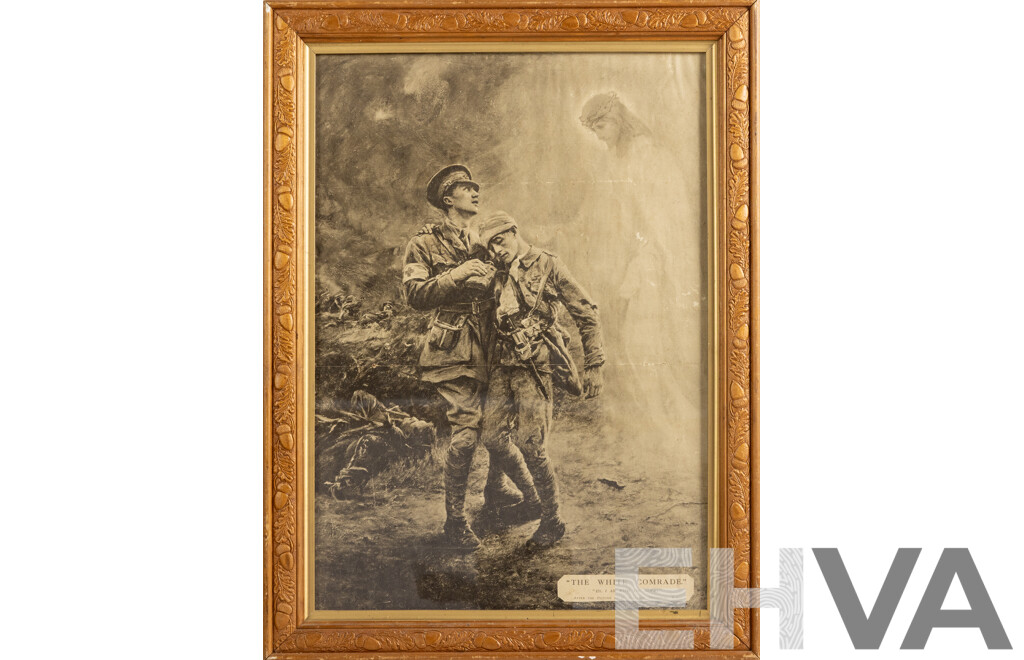 After George Hillyard Swinstead, (19/20th Centuries, British,1860-1926), The White Comrade - Lo, I Am with You Always, Antique Print After Original Painting c1914-1915, 51 x 38 cm (frame)