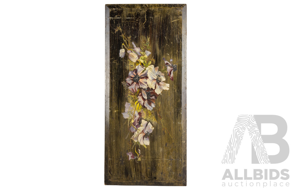 Artists Unknown, (Early 20th Century), Sparrow with Nest & Posy of Flowers, Antique Oil on Wood Panels, 61 x 30 cm & 76 x 34 cm (2)