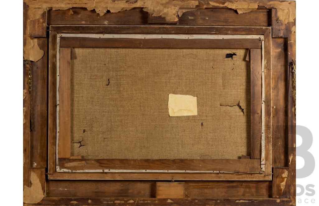 Charles (Chas) Clayton, (Early 20th Century), Landscape - Cows Grazing by River, Antique Oil on Canvas, 77 x 102 cm (frame)