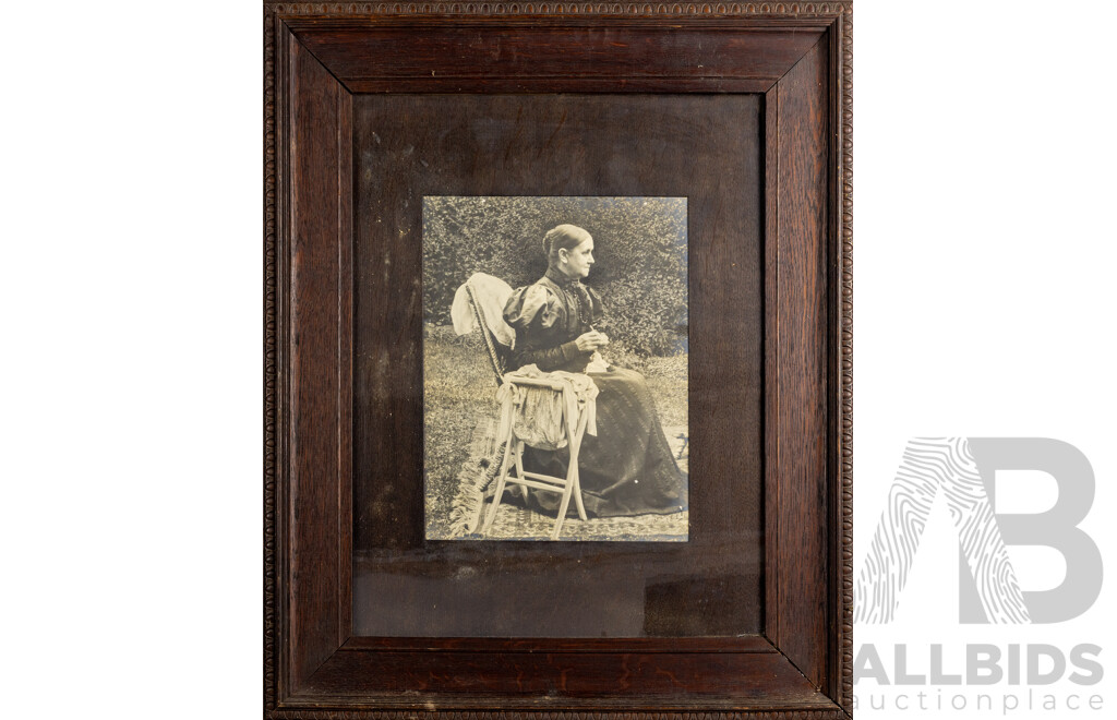 Helen Gowan (19th Century), Portrait of a Lady Crocheting (1897), Wonderful Antique Photograph, 79 x 65 cm (frame)