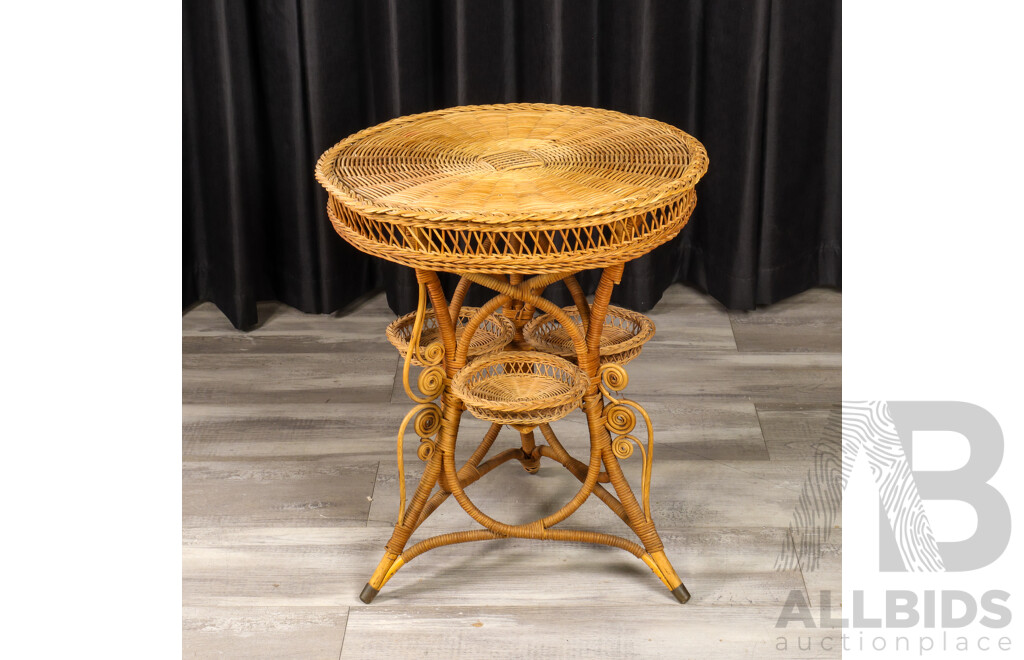 Vintage Ornate Cane Side Table