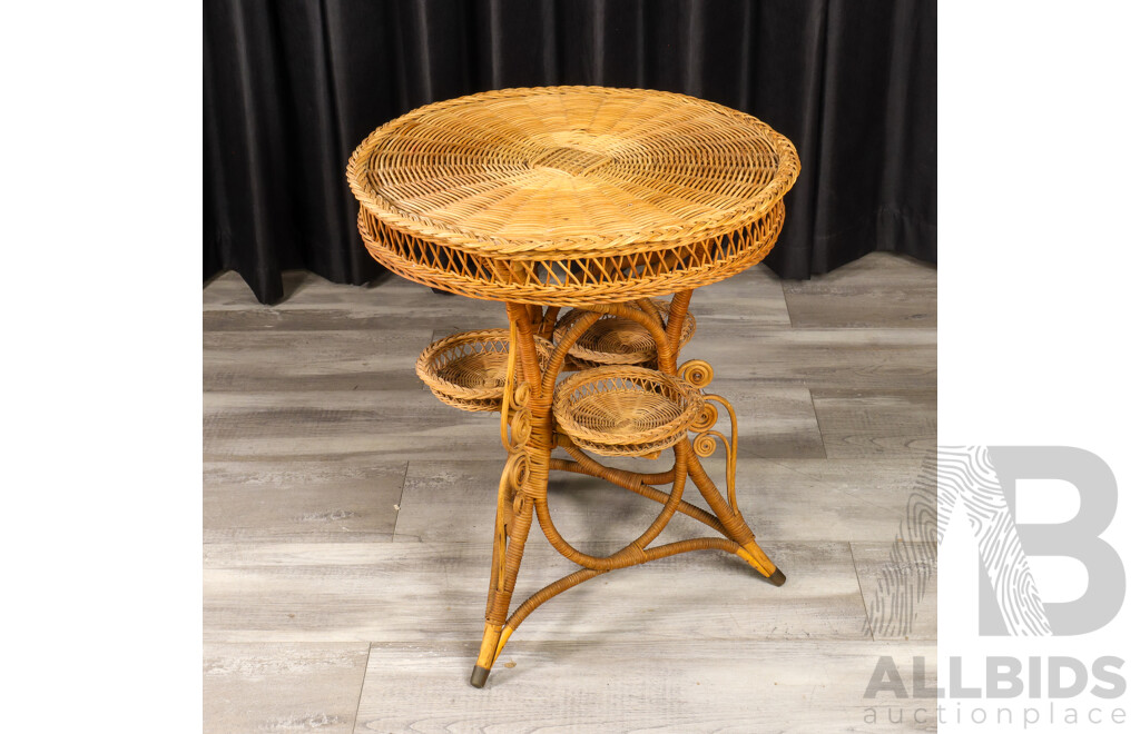 Vintage Ornate Cane Side Table