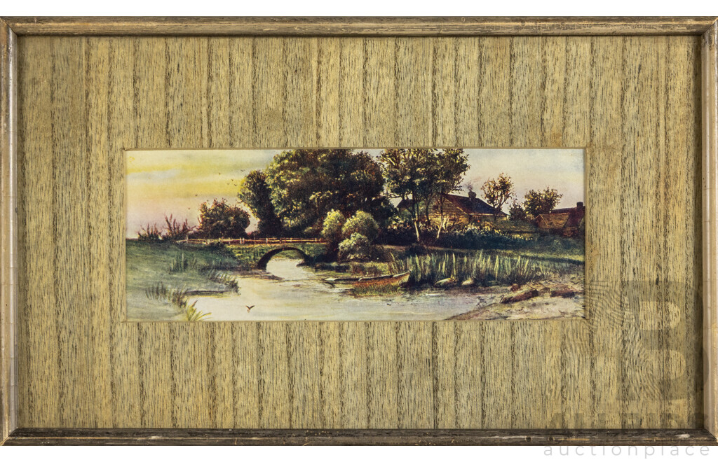 Lot of Three Vintage & Antique Artworks Including Print, Watercolour & Photograph, Alongside Wooden Frame. 38 x 29 cm (^Wooden Frame) (4)