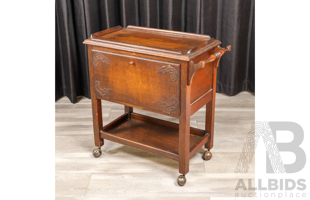 Art Deco Oak Drinks Trolley