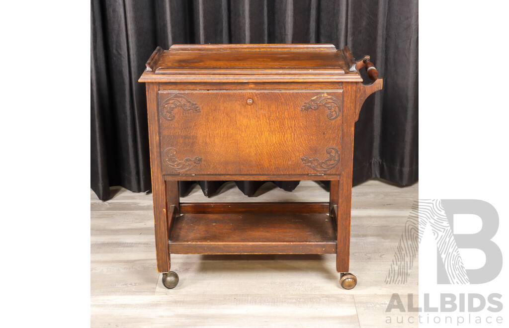 Art Deco Oak Drinks Trolley