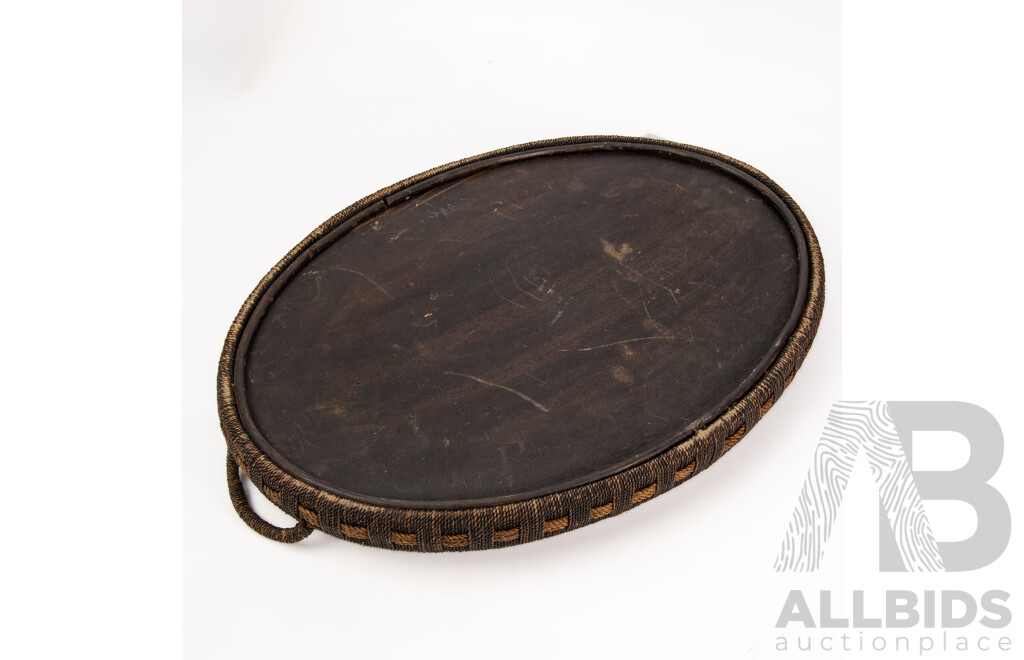 Vintage Poker Work Twin Handled Tray with Poppies