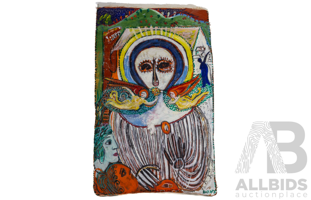 Dota (?) (20th Century), Homage to the Wandjina, Original Acrylic & Mixed Medio on Canvas Cloth, 126 x 76 cm (unframed)