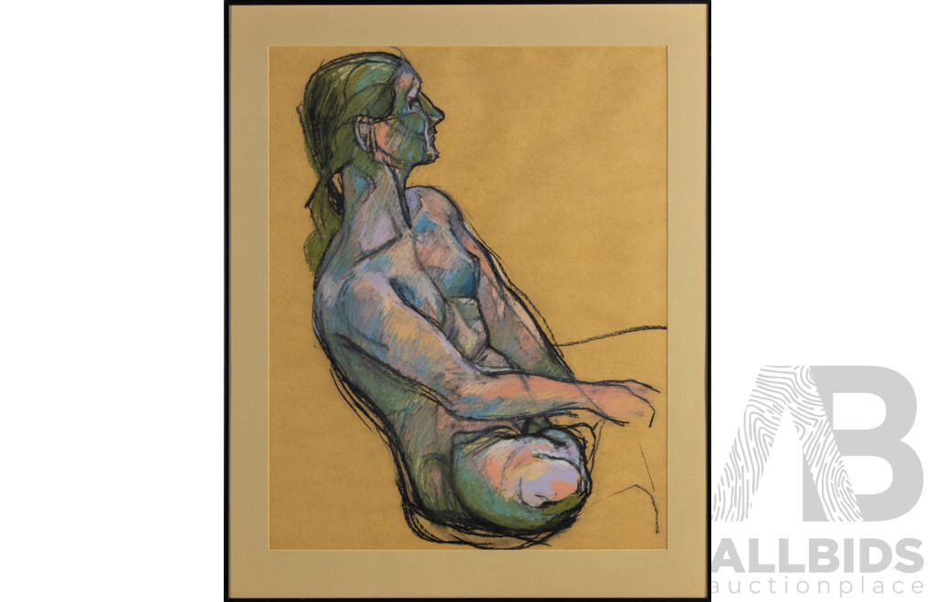 Artist Unknown (20th Century), Still Life Nude, Wonderful Original Pastel in Colours Sketch, 76 x 62 cm (frame)